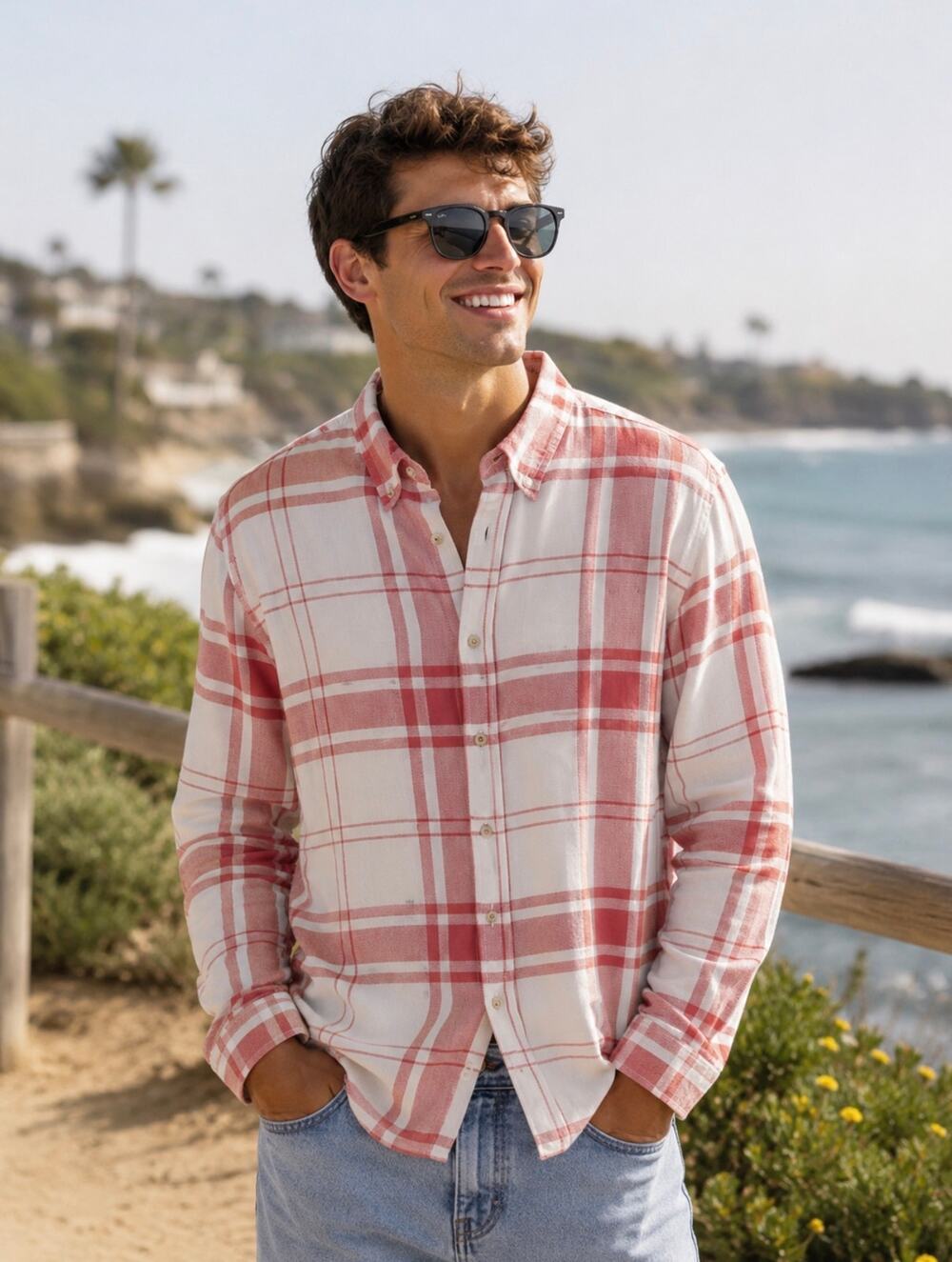 Cotton On Camden Long Sleeve Flannel in Red and White Shirt new tags men’s Small